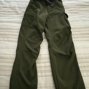 Kids Olive Cargo Pants fleece lined